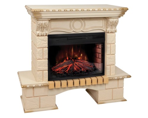 RealFlame Электрокамин Bolero WT белый дуб с золотой патиной с очагом Firefield 25 S IR