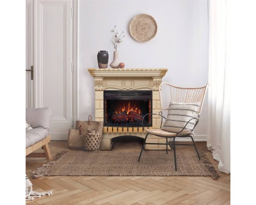 RealFlame Электрокамин Bolero WT белый дуб с золотой патиной с очагом Firefield 25 S IR