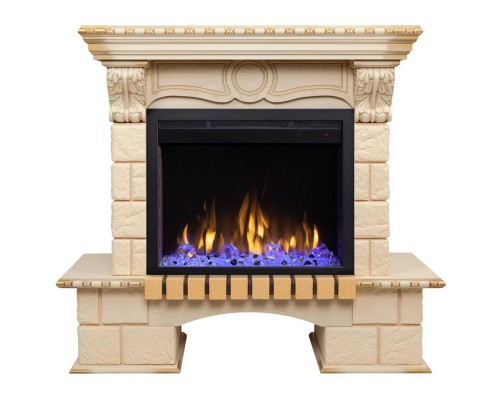 RealFlame Электрокамин Bolero WT белый дуб с золотой патиной с очагом Saphir 25,5