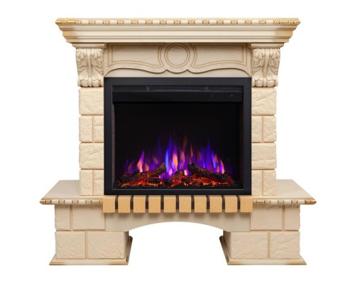 RealFlame Электрокамин Bolero WT белый дуб с золотой патиной с очагом Saphir 25,5