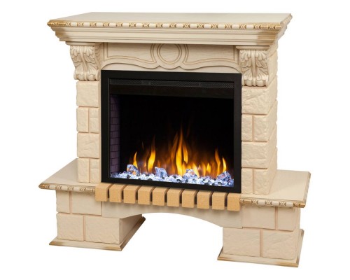 RealFlame Электрокамин Bolero WT белый дуб с золотой патиной с очагом Saphir 25,5