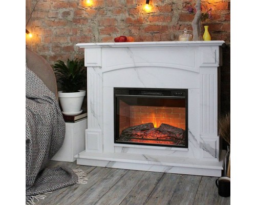 RealFlame Электрокамин Carolina 24/25,5 WT цвет мрамор белый с очагом Irvine 24