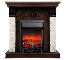 RealFlame Электрокамин Corfino NT орех с очагом Fobos Lux Black