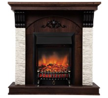 RealFlame Электрокамин Corfino NT орех с очагом Fobos Lux Black RC