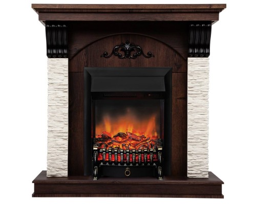 RealFlame Электрокамин Corfino NT орех с очагом Fobos Lux Black RC