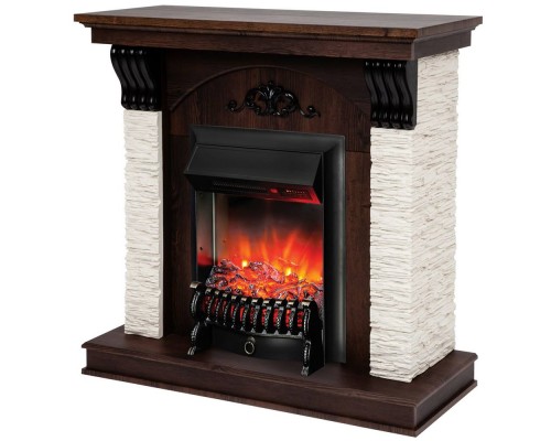 RealFlame Электрокамин Corfino NT орех с очагом Fobos Lux Black RC
