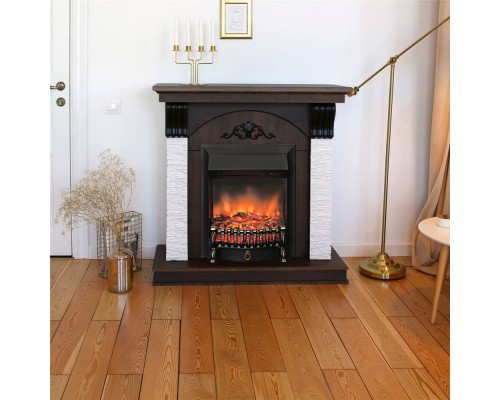 RealFlame Электрокамин Corfino NT орех с очагом Fobos Lux Black RC