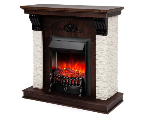 RealFlame Электрокамин Corfino NT орех с очагом Fobos Lux Black