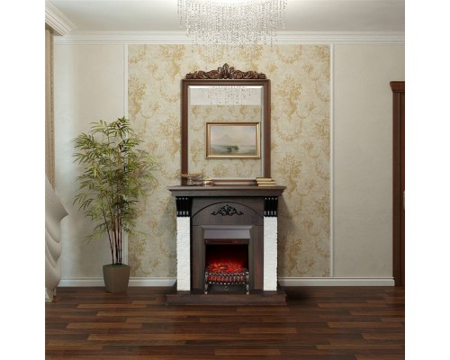 RealFlame Электрокамин Corfino NT орех с очагом Fobos Lux Black
