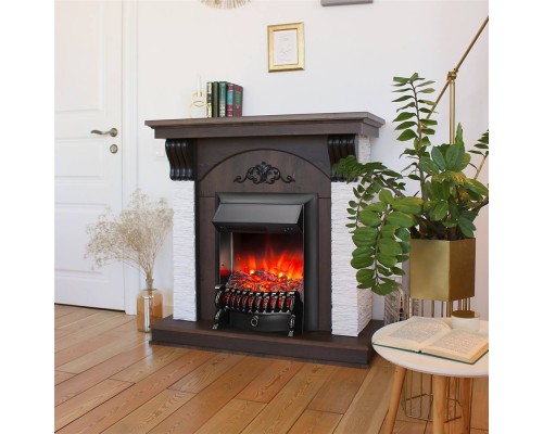 RealFlame Электрокамин Corfino NT орех с очагом Fobos Lux Black