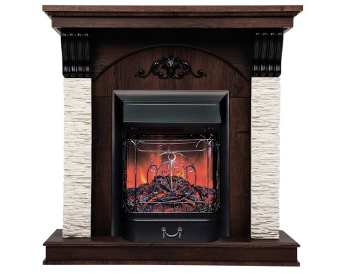 RealFlame Электрокамин Corfino NT орех с очагом Majestic Lux Black