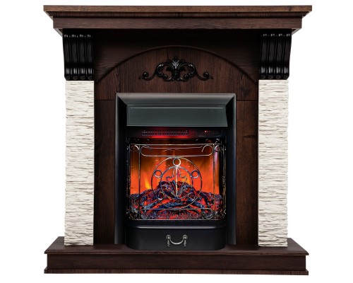RealFlame Электрокамин Corfino NT орех с очагом Majestic Lux Black RC
