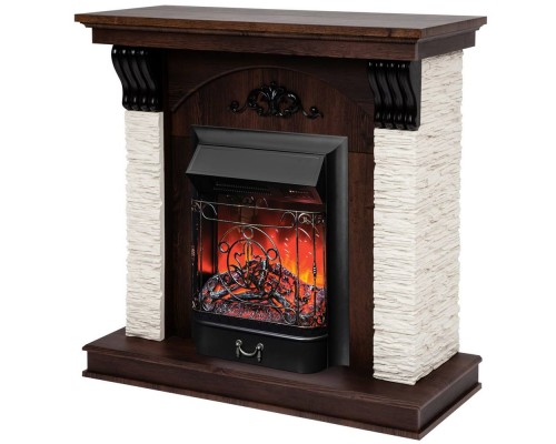 RealFlame Электрокамин Corfino NT орех с очагом Majestic Lux Black RC