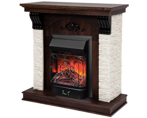 RealFlame Электрокамин Corfino NT орех с очагом Majestic Lux Black