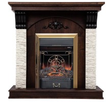 RealFlame Электрокамин Corfino NT орех с очагом Majestic Lux Brass