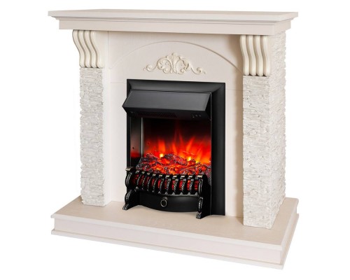 RealFlame Электрокамин Corfino WT айвори с очагом Fobos Lux Black