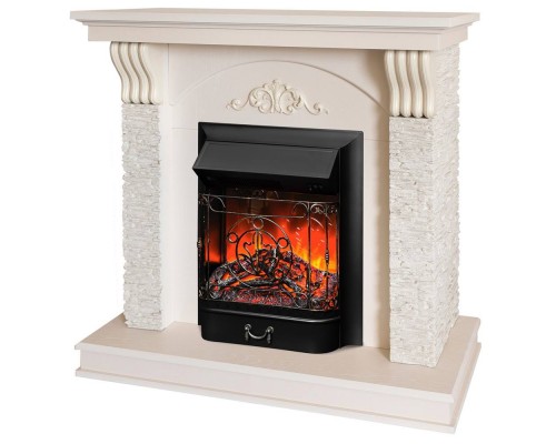 RealFlame Электрокамин Corfino WT айвори с очагом Majestic Lux Black