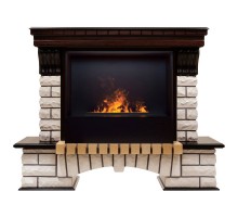 RealFlame Электрокамин Country 26 AO античный дуб с очагом 3D Cassette 630 Black Panel