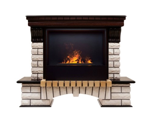 RealFlame Электрокамин Country 26 AO античный дуб с очагом 3D Cassette 630 Black Panel