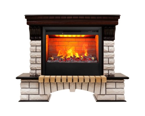 RealFlame Электрокамин Country 26 AO античный дуб с очагом 3D Helios 26