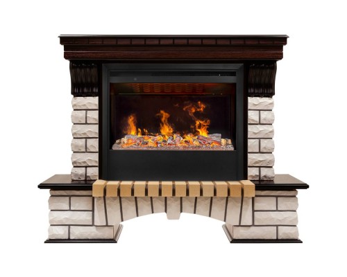 RealFlame Электрокамин Country 26 AO античный дуб с очагом 3D Helios 26 SBG