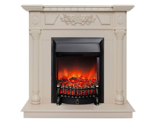 RealFlame Электрокамин Dacota WT белый дуб с очагом Fobos Lux Black