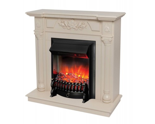 RealFlame Электрокамин Dacota WT белый дуб с очагом Fobos Lux Black RC