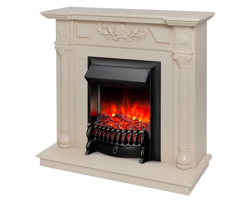 RealFlame Электрокамин Dacota WT белый дуб с очагом Fobos Lux Black