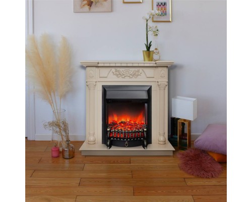 RealFlame Электрокамин Dacota WT белый дуб с очагом Fobos Lux Black