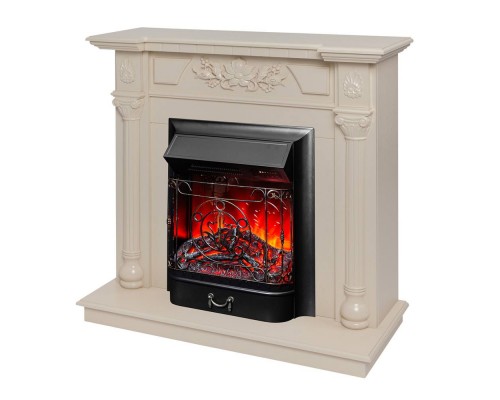 RealFlame Электрокамин Dacota WT белый дуб с очагом Majestic Lux Black RC