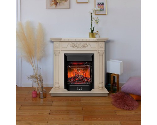 RealFlame Электрокамин Dacota WT белый дуб с очагом Majestic Lux Black RC