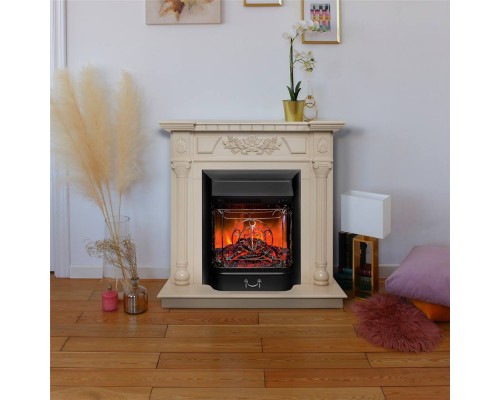 RealFlame Электрокамин Dacota WT белый дуб с очагом Majestic Lux Black