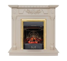 RealFlame Электрокамин Dacota WT белый дуб с очагом Majestic Lux Brass