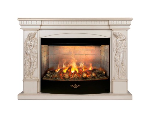 RealFlame Электрокамин Diva 33 WT белый дуб с золотой патиной с очагом 3D Firestar 33