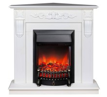 RealFlame Электрокамин Dominica Corner DN белый матовый с очагом Fobos Lux Black