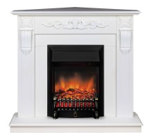 RealFlame Электрокамин Dominica Corner DN белый матовый с очагом Fobos Lux Black RC