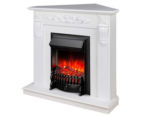 RealFlame Электрокамин Dominica Corner DN белый матовый с очагом Fobos Lux Black
