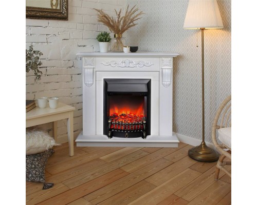 RealFlame Электрокамин Dominica Corner DN белый матовый с очагом Fobos Lux Black