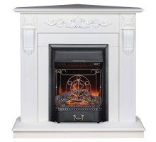 RealFlame Электрокамин Dominica Corner DN белый матовый с очагом Majestic Lux Black
