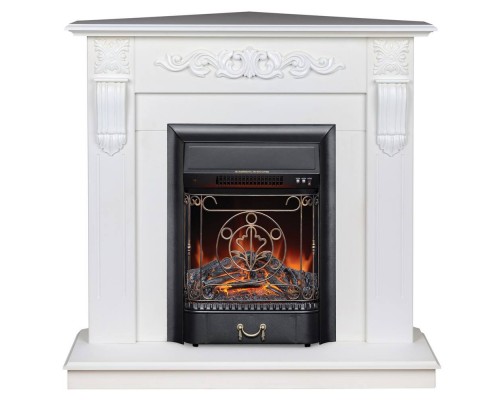 RealFlame Электрокамин Dominica Corner DN белый матовый с очагом Majestic Lux Black