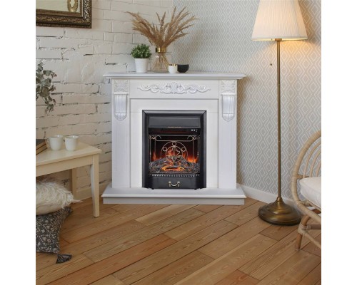 RealFlame Электрокамин Dominica Corner DN белый матовый с очагом Majestic Lux Black