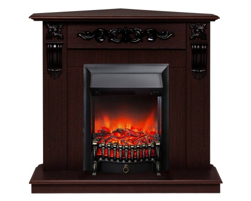 RealFlame Электрокамин Dominica Corner DN орех с очагом Fobos Lux Black