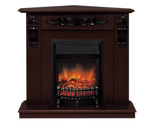 RealFlame Электрокамин Dominica Corner DN орех с очагом Fobos Lux Black RC