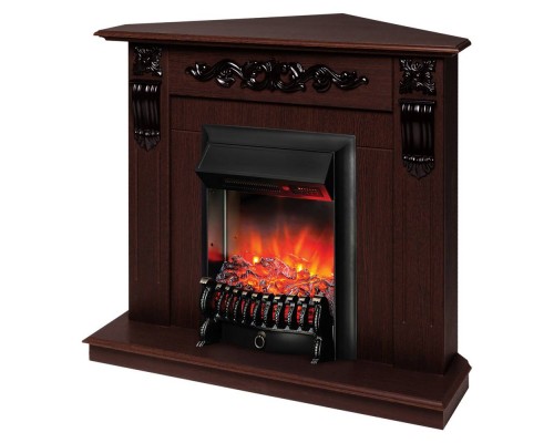 RealFlame Электрокамин Dominica Corner DN орех с очагом Fobos Lux Black RC