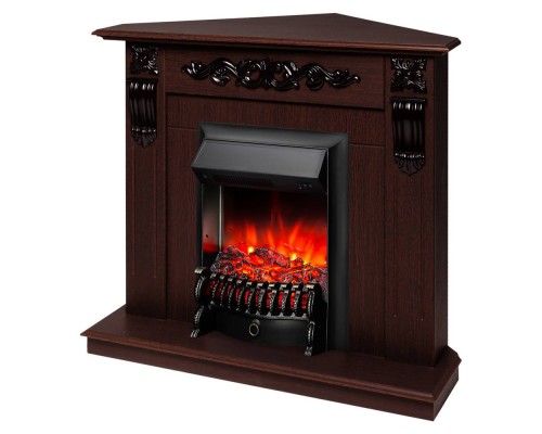 RealFlame Электрокамин Dominica Corner DN орех с очагом Fobos Lux Black