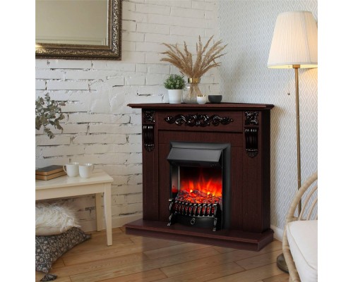 RealFlame Электрокамин Dominica Corner DN орех с очагом Fobos Lux Black