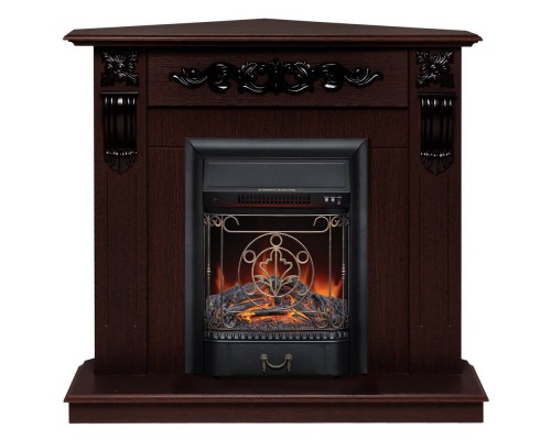 RealFlame Электрокамин Dominica Corner DN орех с очагом Majestic Lux Black