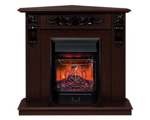 RealFlame Электрокамин Dominica Corner DN орех с очагом Majestic Lux Black RC
