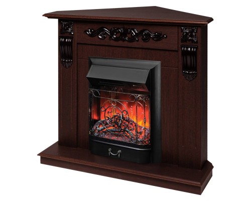 RealFlame Электрокамин Dominica Corner DN орех с очагом Majestic Lux Black RC