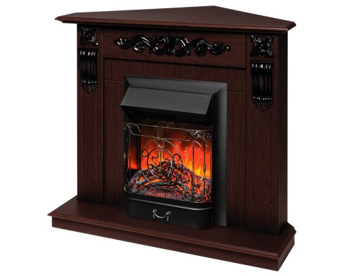 RealFlame Электрокамин Dominica Corner DN орех с очагом Majestic Lux Black